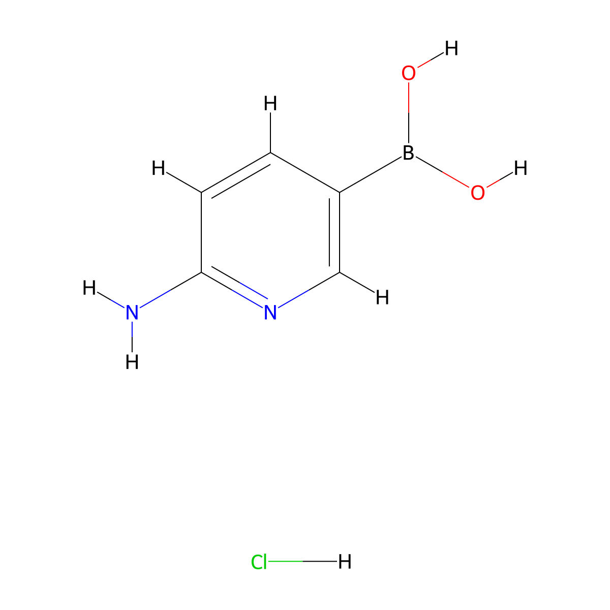 (6-Aminopyridin-3-yl)boronic acid hydrochloride molecular structure, CAS 1309982-15-7