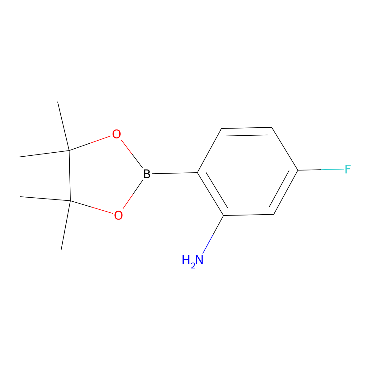 5-Fluoro-2-(4,4,5,5-tetramethyl-1,3,2-dioxaborolan-2-yl)aniline molecular structure, CAS 1309982-16-8