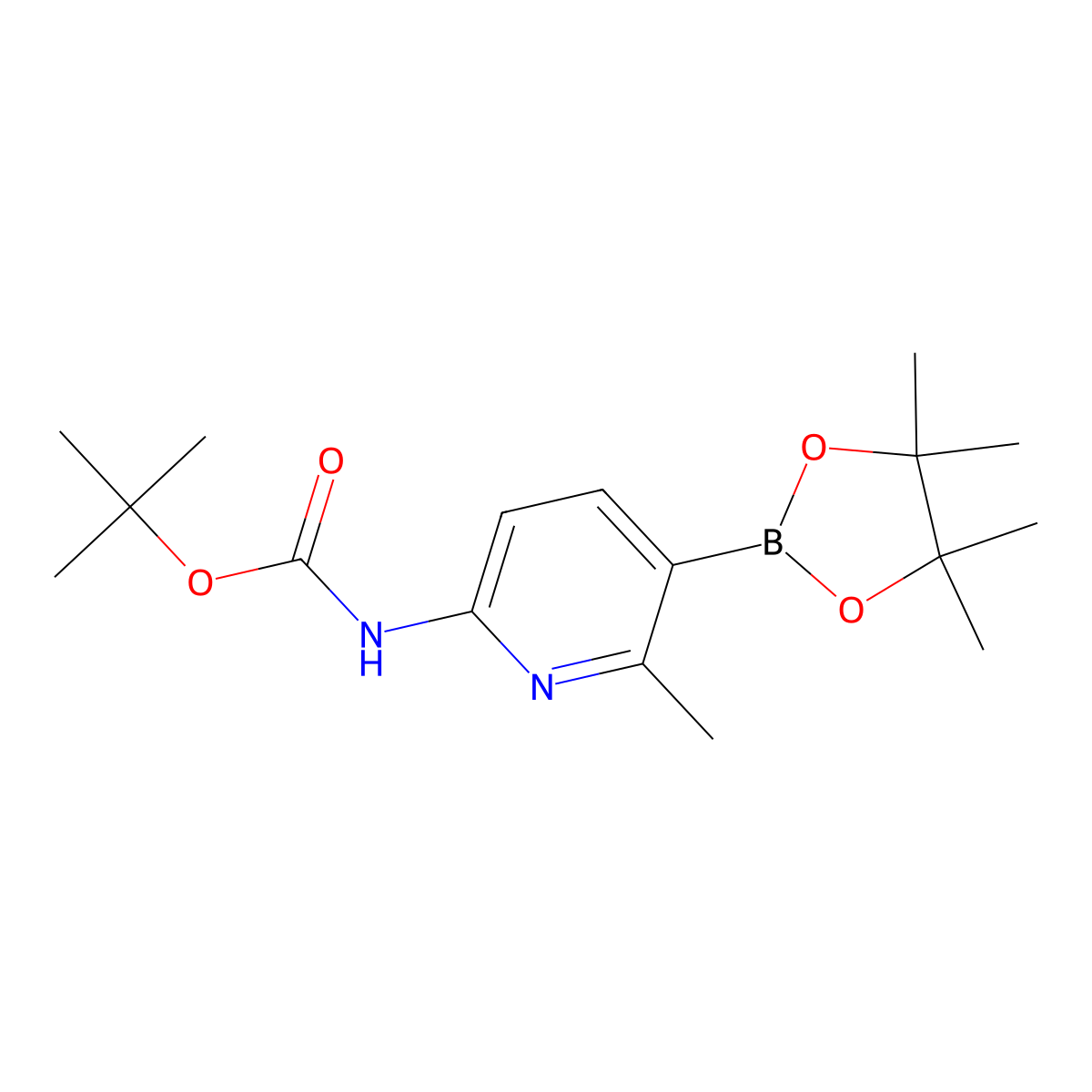 tert-Butyl (6-methyl-5-(4,4,5,5-tetramethyl-1,3,2-dioxaborolan-2-yl)pyridin-2-yl)carbamate molecular structure, CAS 1309982-22-6
