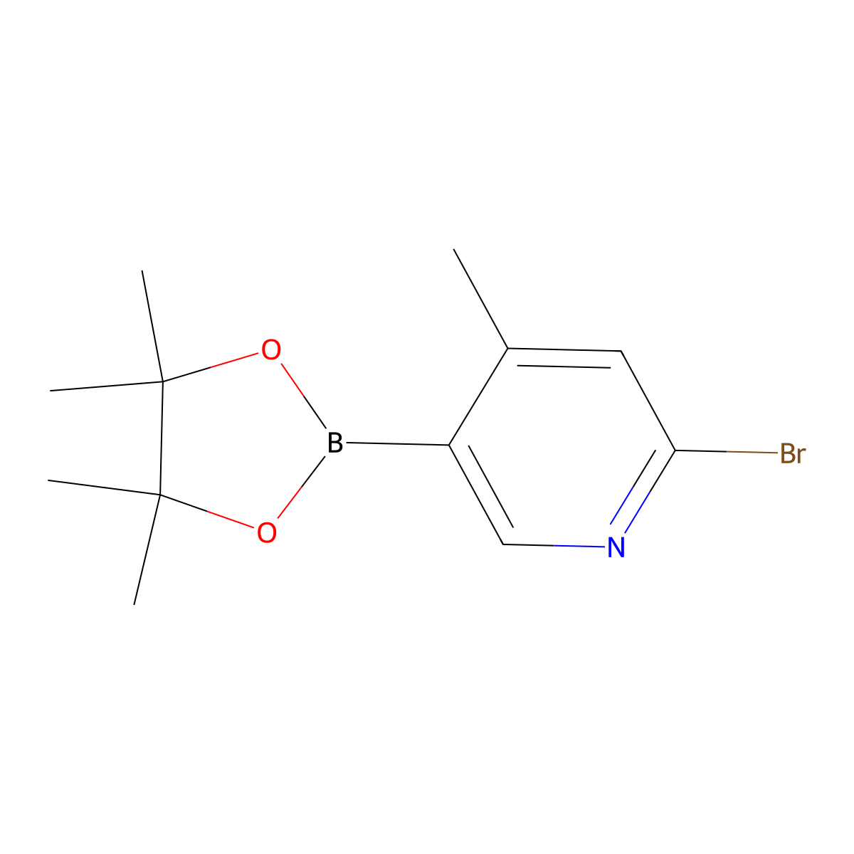2-Bromo-4-methyl-5-(4,4,5,5-tetramethyl-1,3,2-dioxaborolan-2-yl)pyridine molecular structure, CAS 1309982-23-7