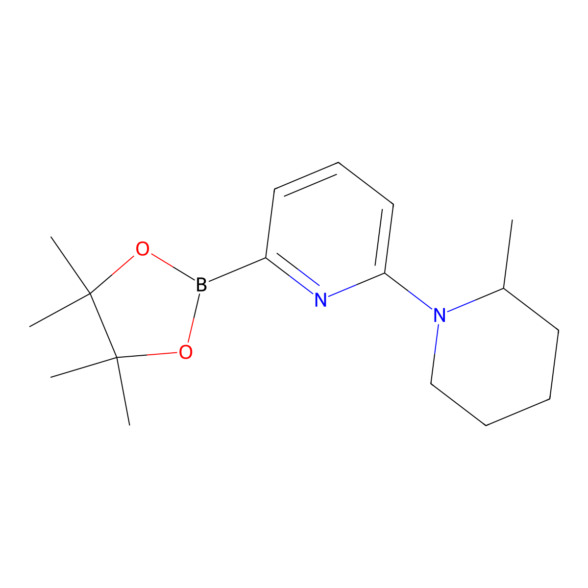 2-(2-Methylpiperidin-1-yl)-6-(4,4,5,5-tetramethyl-1,3,2-dioxaborolan-2-yl)pyridine molecular structure, CAS 1309982-28-2