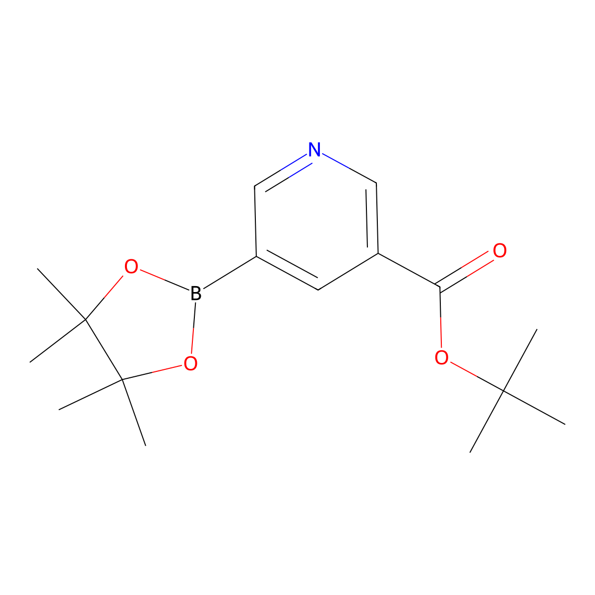 tert-Butyl 5-(4,4,5,5-tetramethyl-1,3,2-dioxaborolan-2-yl)nicotinate molecular structure, CAS 1309982-38-4