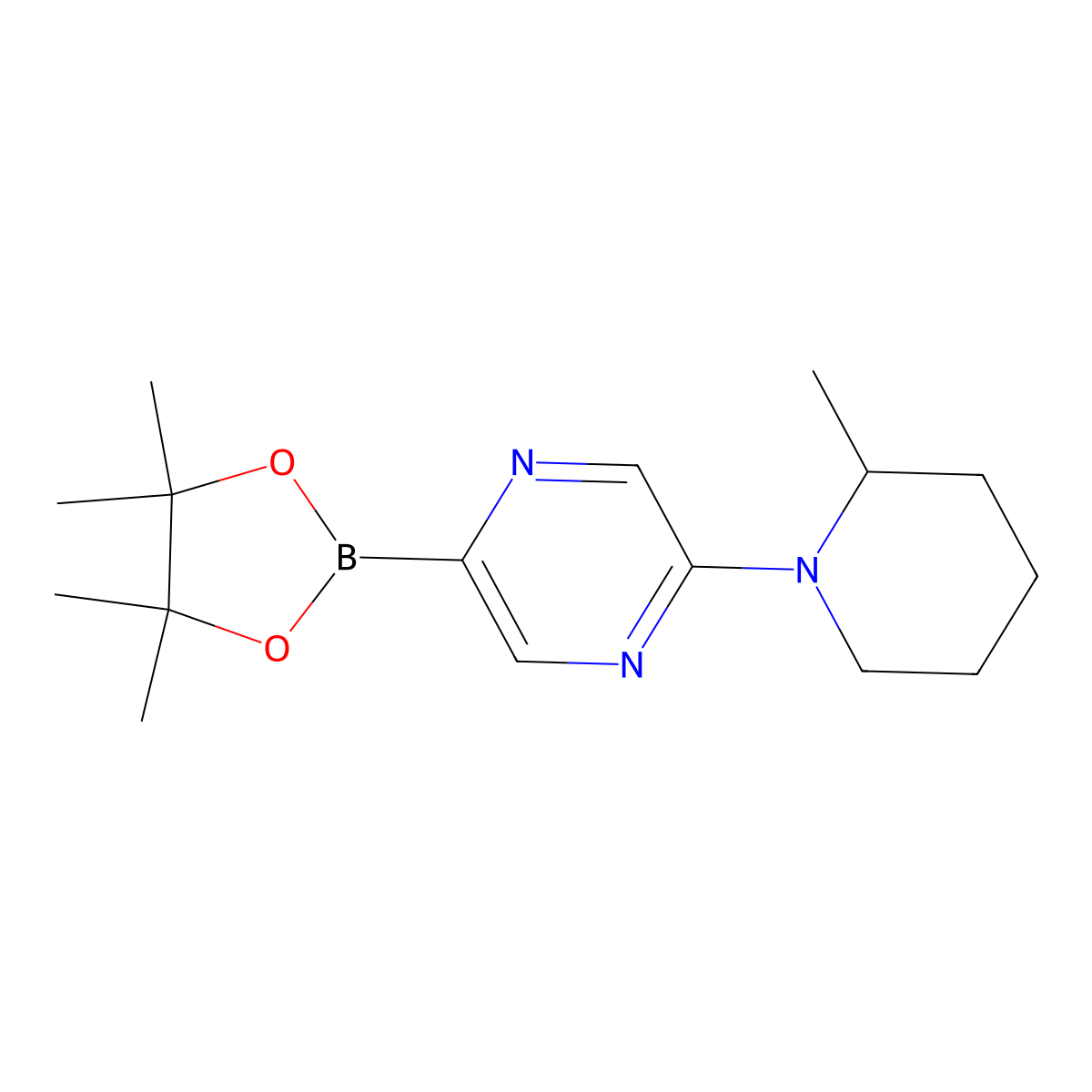 2-(2-Methylpiperidin-1-YL)-5-(4,4,5,5-tetramethyl-1,3,2-dioxaborolan-2-YL)pyrazine molecular structure, CAS 1309982-42-0