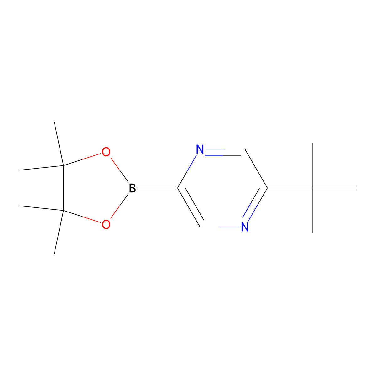 2-(tert-Butyl)-5-(4,4,5,5-tetramethyl-1,3,2-dioxaborolan-2-yl)pyrazine molecular structure, CAS 1309982-44-2