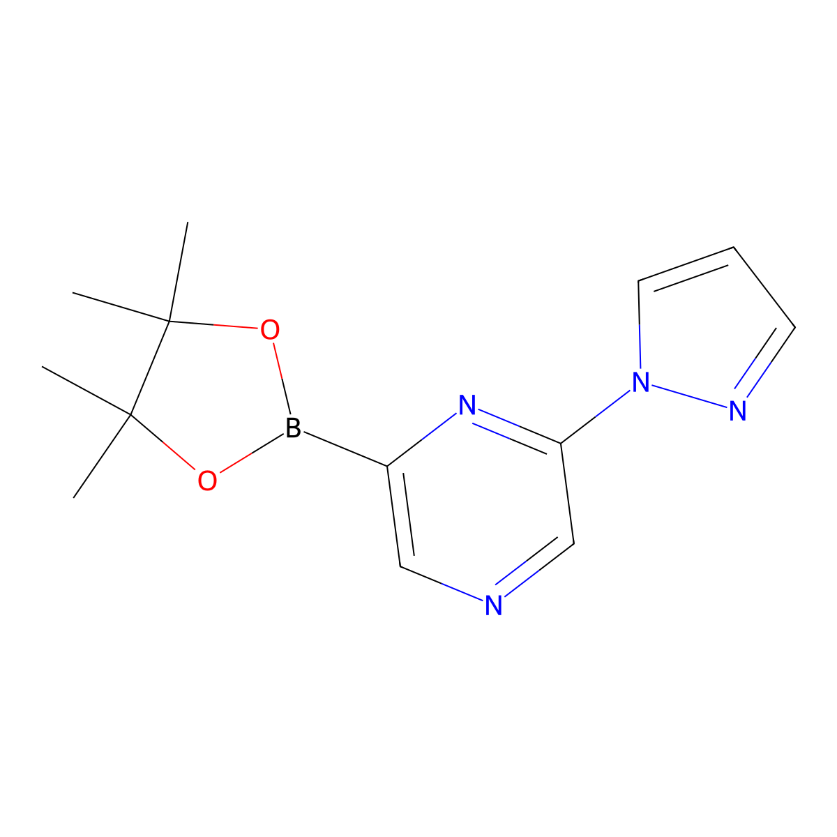 2-(1H-Pyrazol-1-YL)-6-(4,4,5,5-tetramethyl-1,3,2-dioxaborolan-2-YL)pyrazine molecular structure, CAS 1309982-46-4
