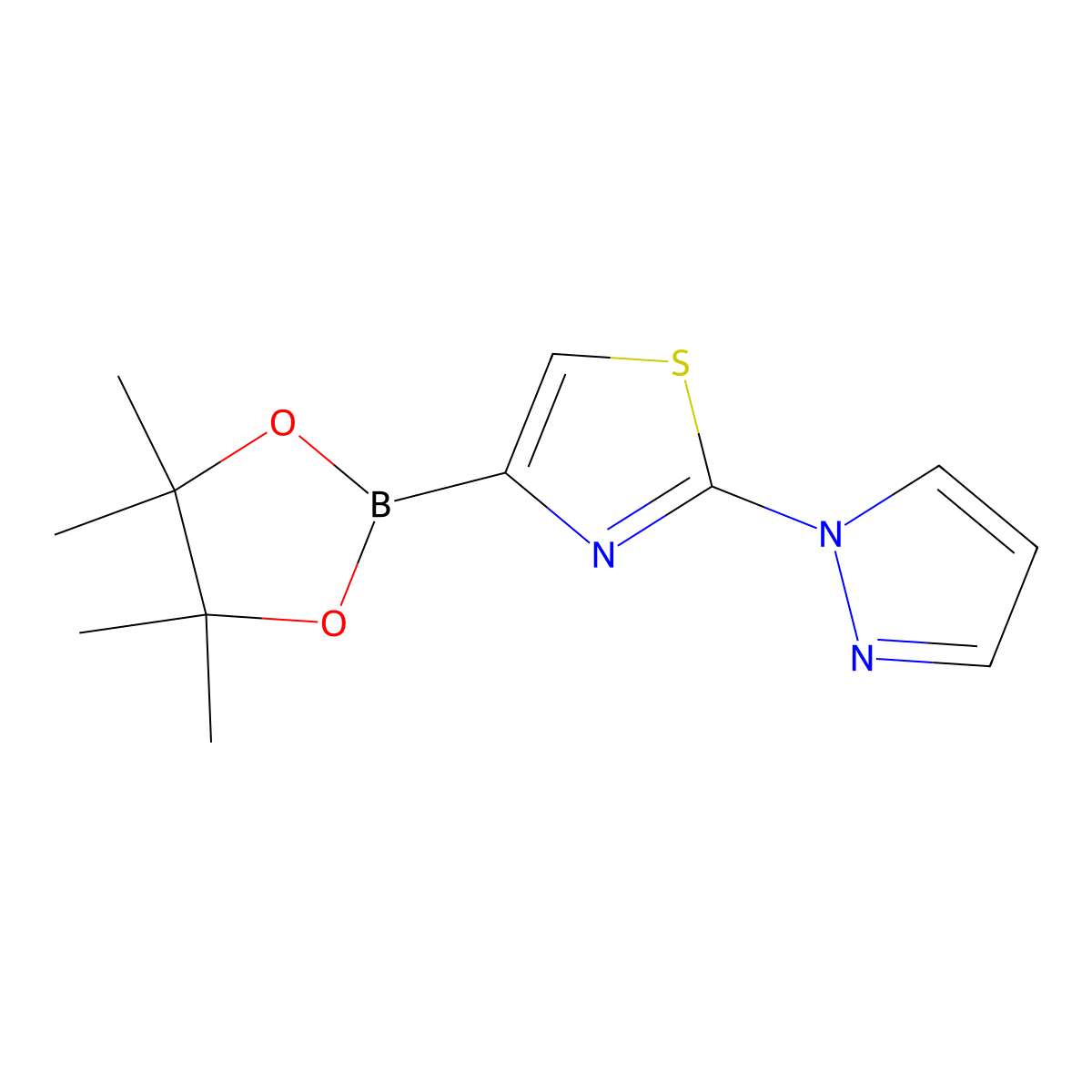 2-(1H-Pyrazol-1-yl)thiazole-4-boronic acid pinacol ester molecular structure, CAS 1309982-50-0