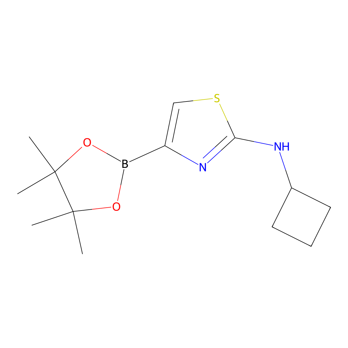 N-Cyclobutyl-4-(4,4,5,5-tetramethyl-1,3,2-dioxaborolan-2-YL)thiazol-2-amine molecular structure, CAS 1309982-52-2