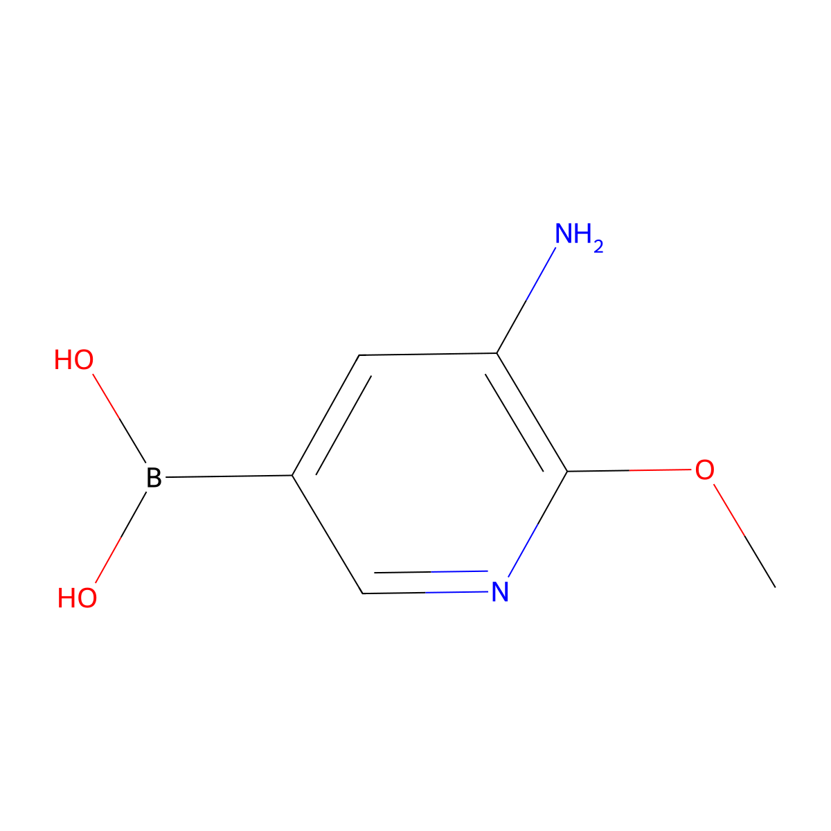 (5-Amino-6-methoxypyridin-3-yl)boronic acid molecular structure, CAS 1309982-56-6