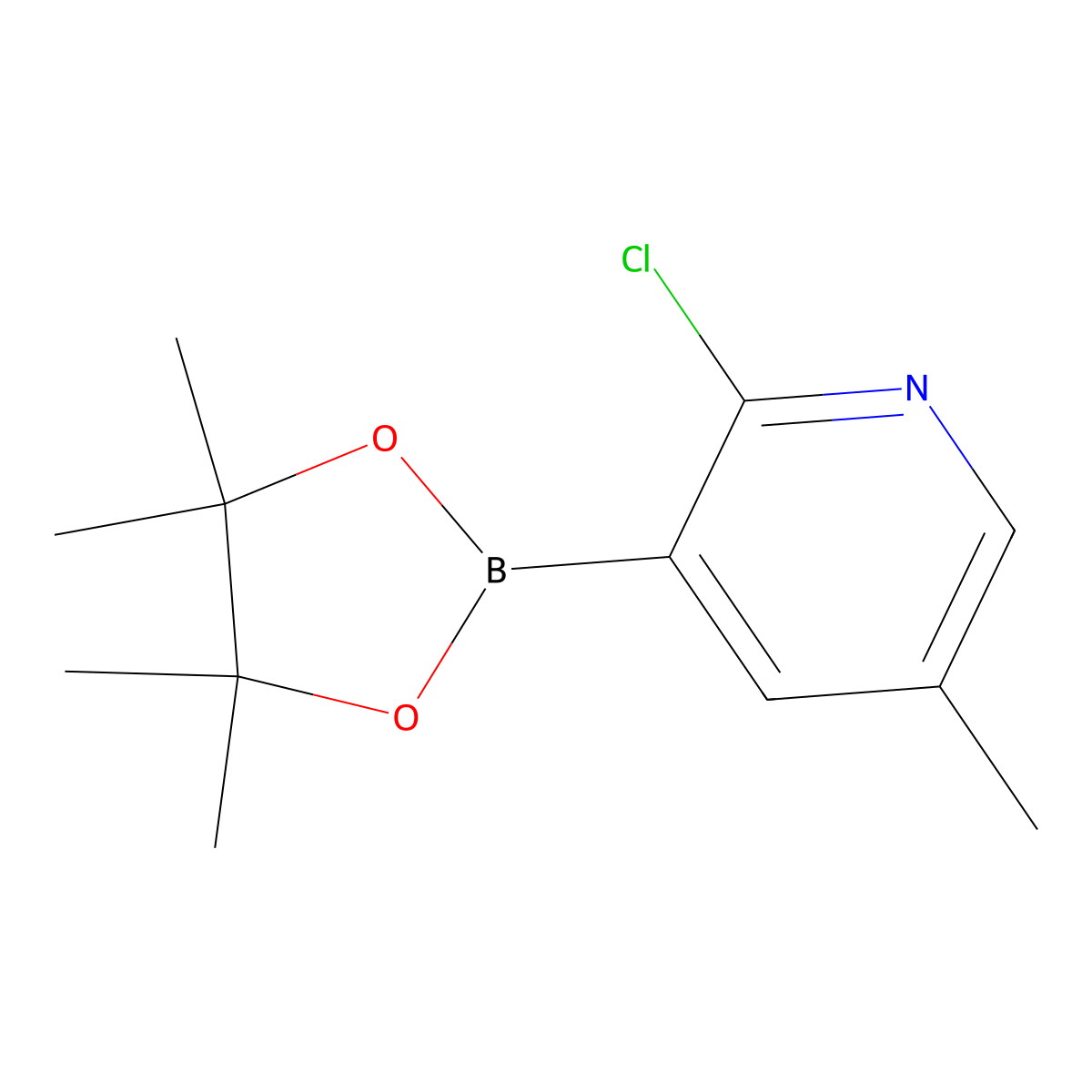 2-Chloro-5-methyl-3-(4,4,5,5-tetramethyl-1,3,2-dioxaborolan-2-yl)pyridine molecular structure, CAS 1309982-62-4