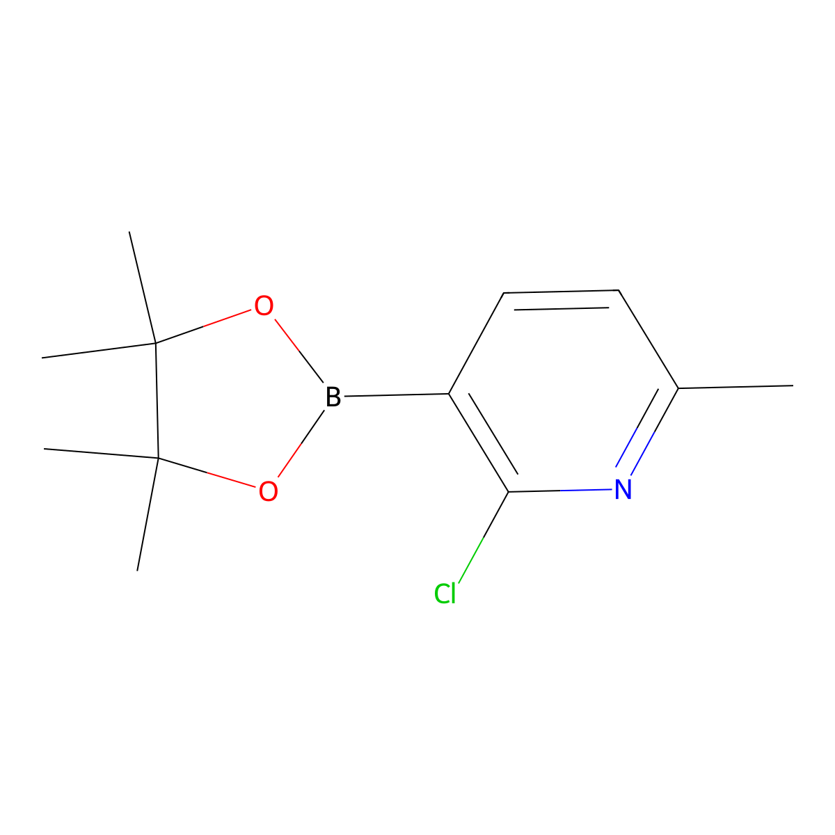 2-Chloro-6-methyl-3-(4,4,5,5-tetramethyl-1,3,2-dioxaborolan-2-yl)pyridine molecular structure, CAS 1309982-64-6
