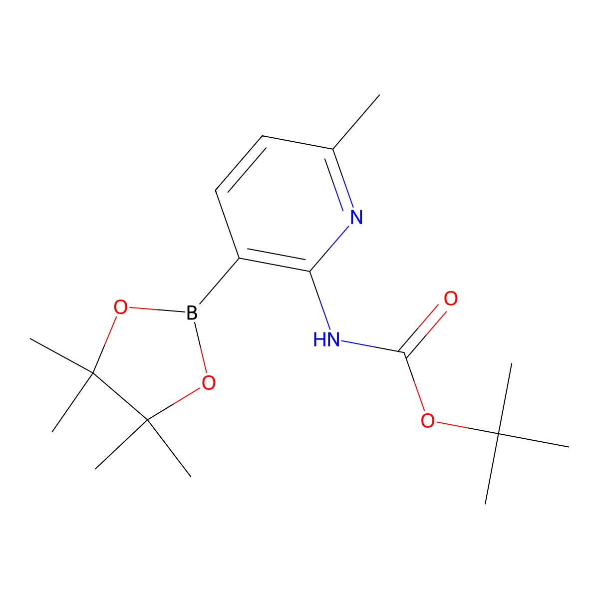 tert-Butyl (6-methyl-3-(4,4,5,5-tetramethyl-1,3,2-dioxaborolan-2-yl)pyridin-2-yl)carbamate molecular structure, CAS 1309982-66-8