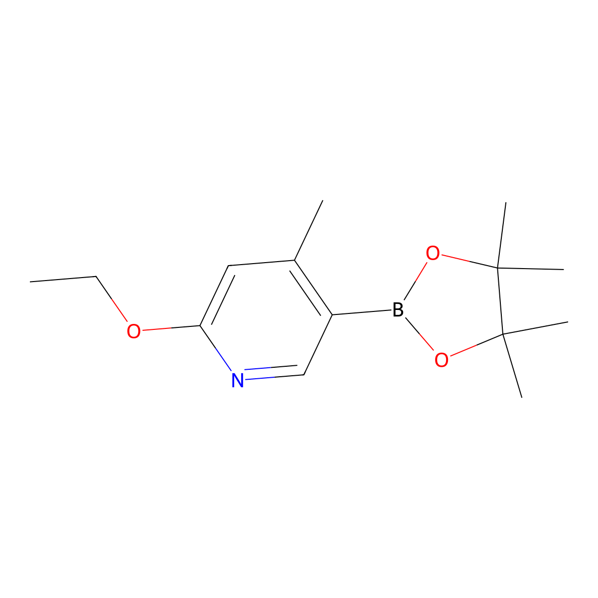 2-Ethoxy-4-methyl-5-(4,4,5,5-tetramethyl-1,3,2-dioxaborolan-2-yl)pyridine molecular structure, CAS 1309982-67-9