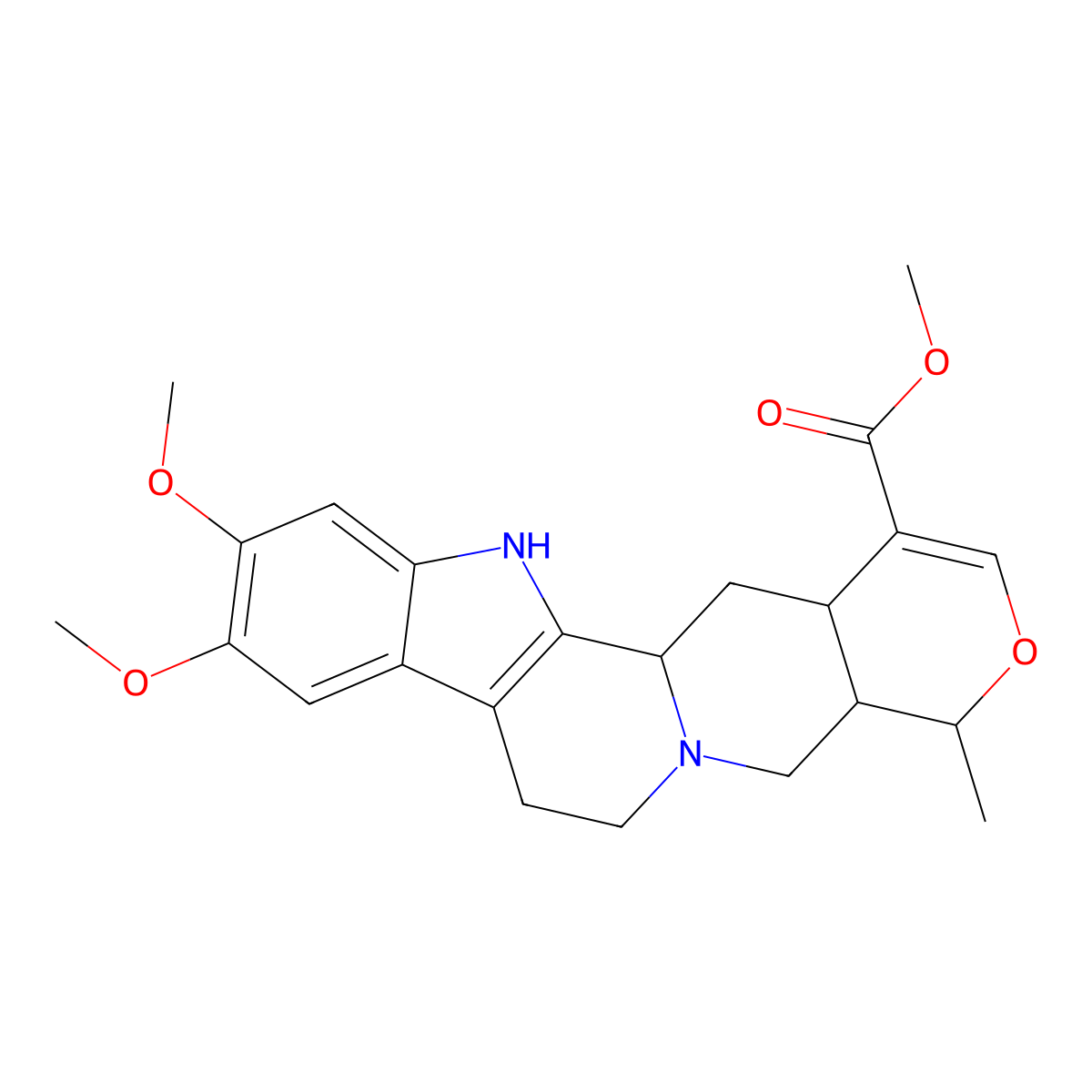 Reserpiline molecular structure, CAS 131-02-2