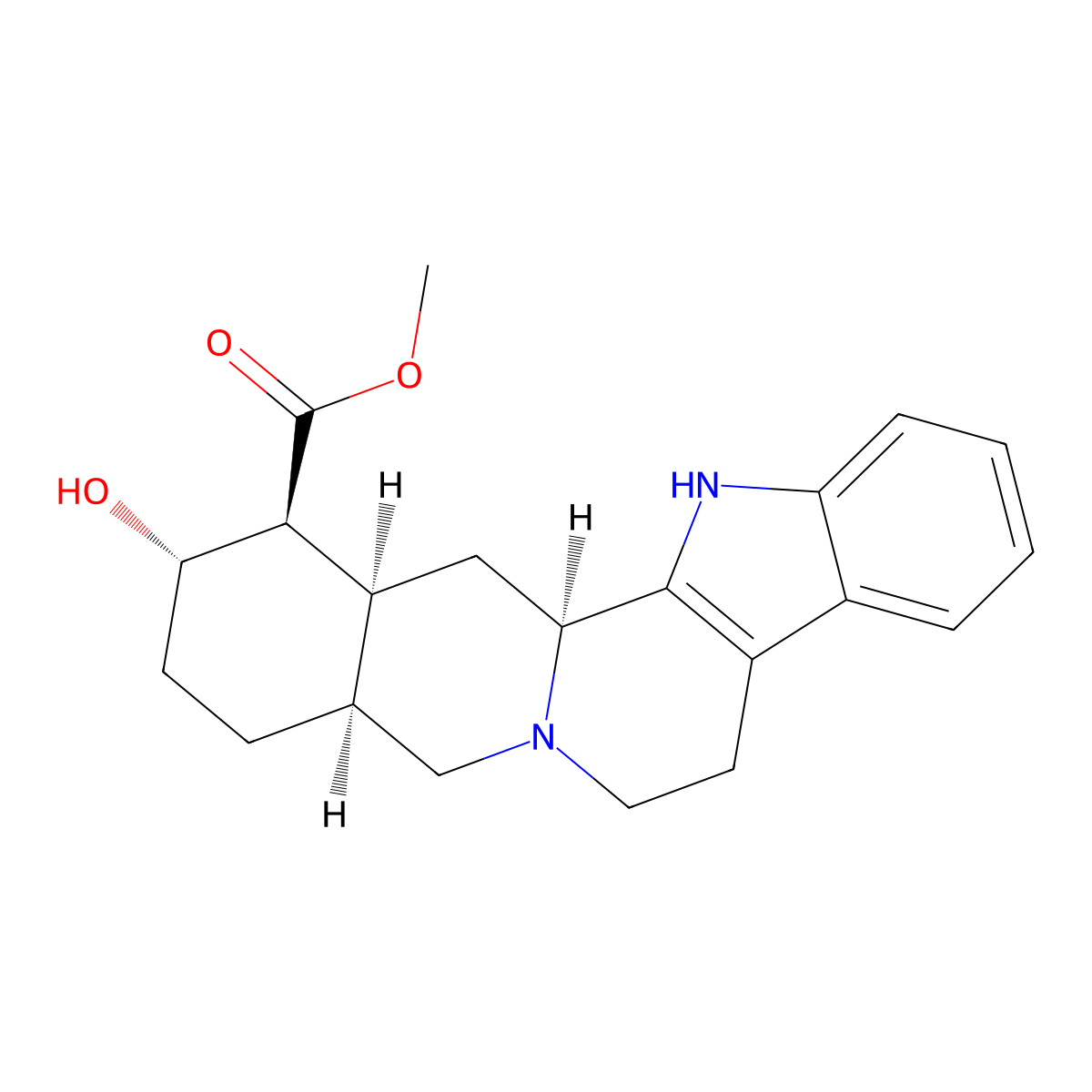 Rauwolscine molecular structure, CAS 131-03-3