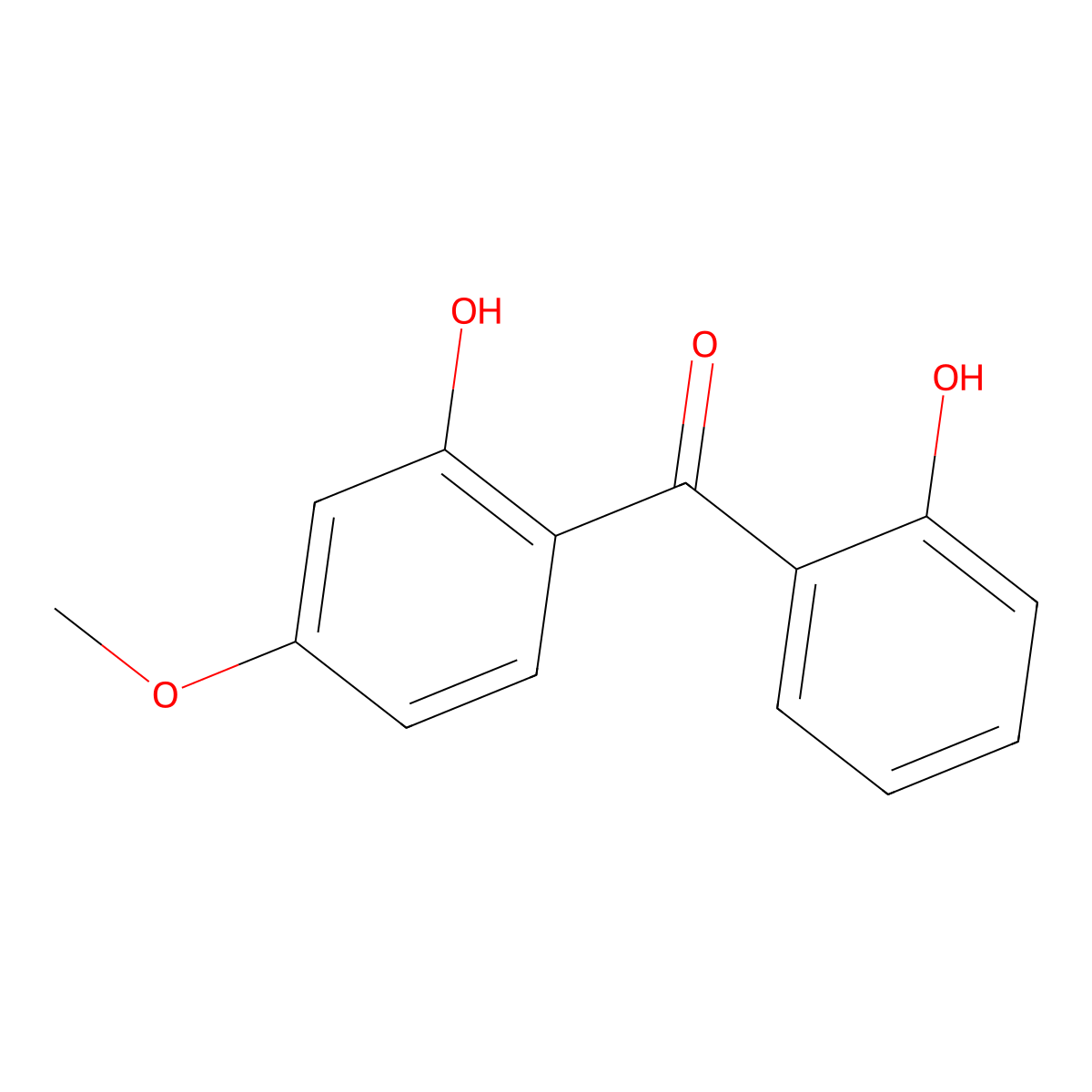 2,2'-Dihydroxy-4-methoxybenzophenone molecular structure, CAS 131-53-3