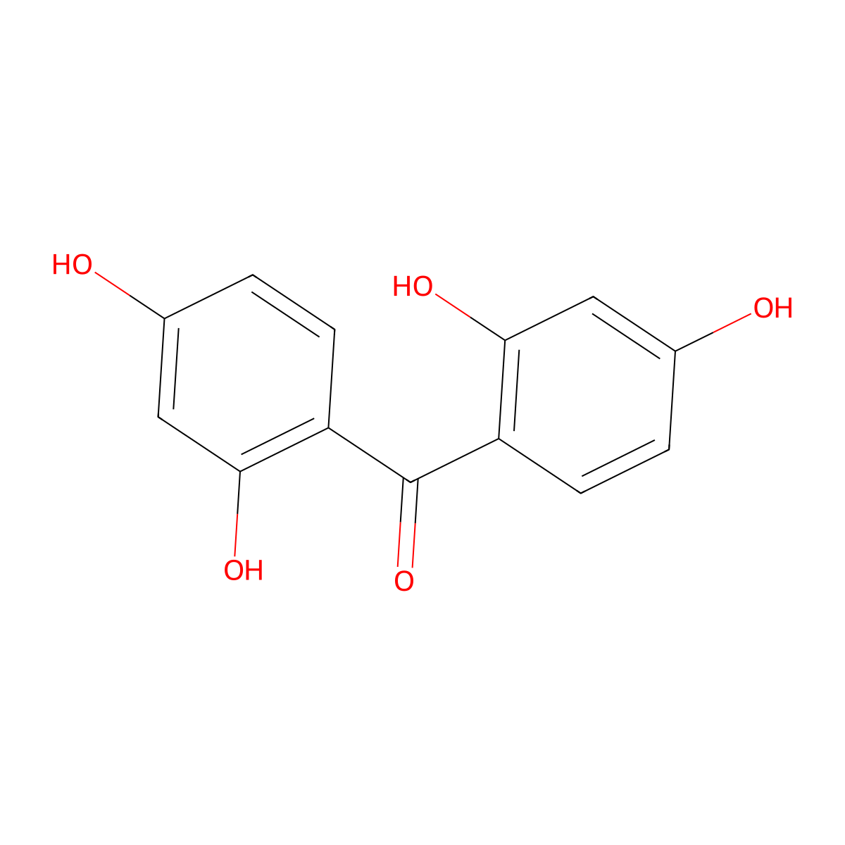 2,2',4,4'-Tetrahydroxybenzophenone molecular structure, CAS 131-55-5