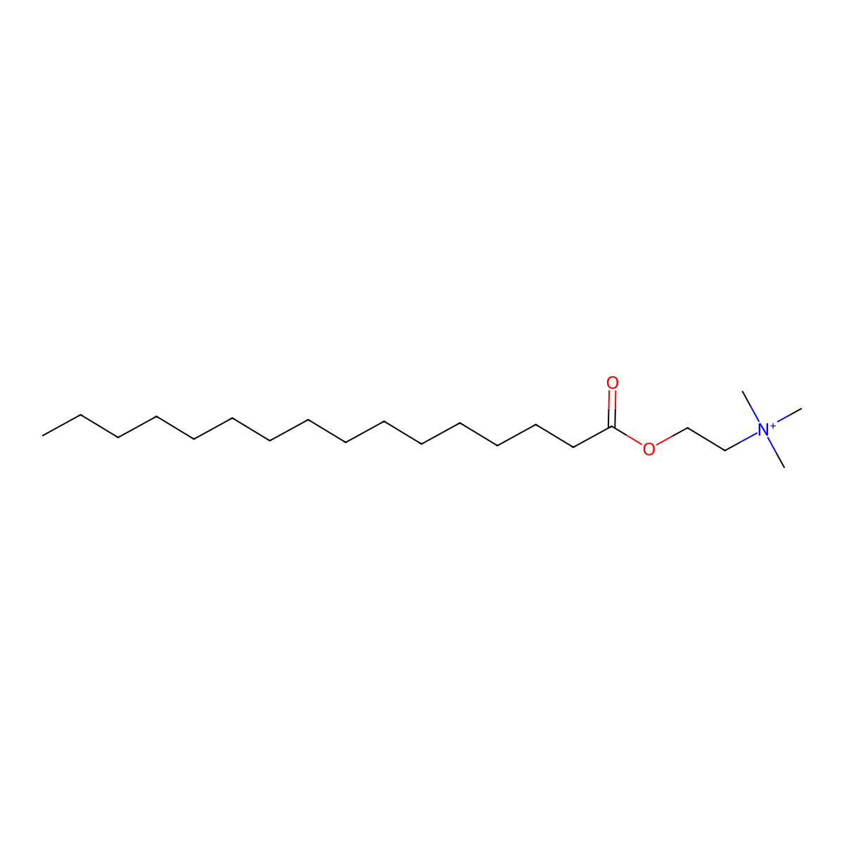 Palmitoylcholine molecular structure, CAS 13100-90-8