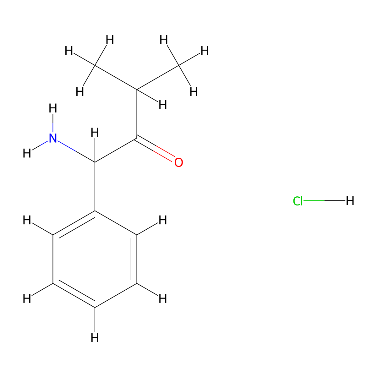 1-Amino-3-methyl-1-phenylbutan-2-one hydrochloride molecular structure, CAS 131003-69-5