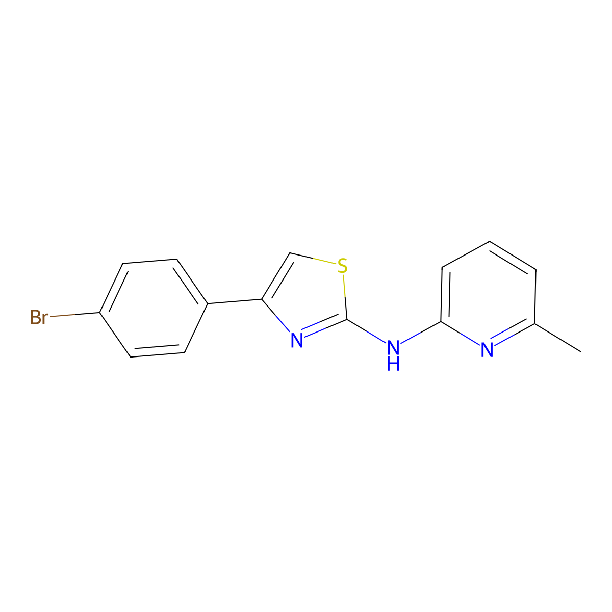 N-[4-(4-Bromophenyl)-2-thiazolyl]-6-methyl-2-pyridinamine molecular structure, CAS 1310049-89-8