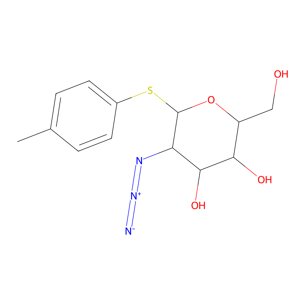 (2R,3R,4R,5R)-5-Azido-2-(hydroxymethyl)-6-(P-tolylthio)tetrahydro-2H-pyran-3,4-diol molecular structure, CAS 1310050-34-0