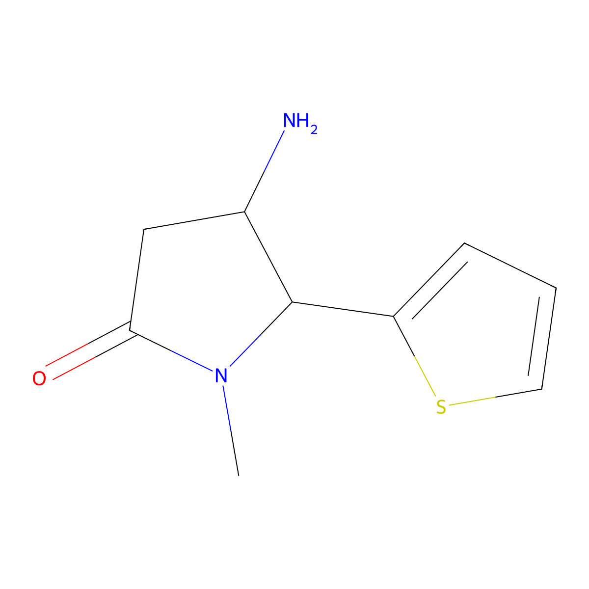 4-Amino-1-methyl-5-(thiophen-2-yl)pyrrolidin-2-one molecular structure, CAS 1310079-23-2