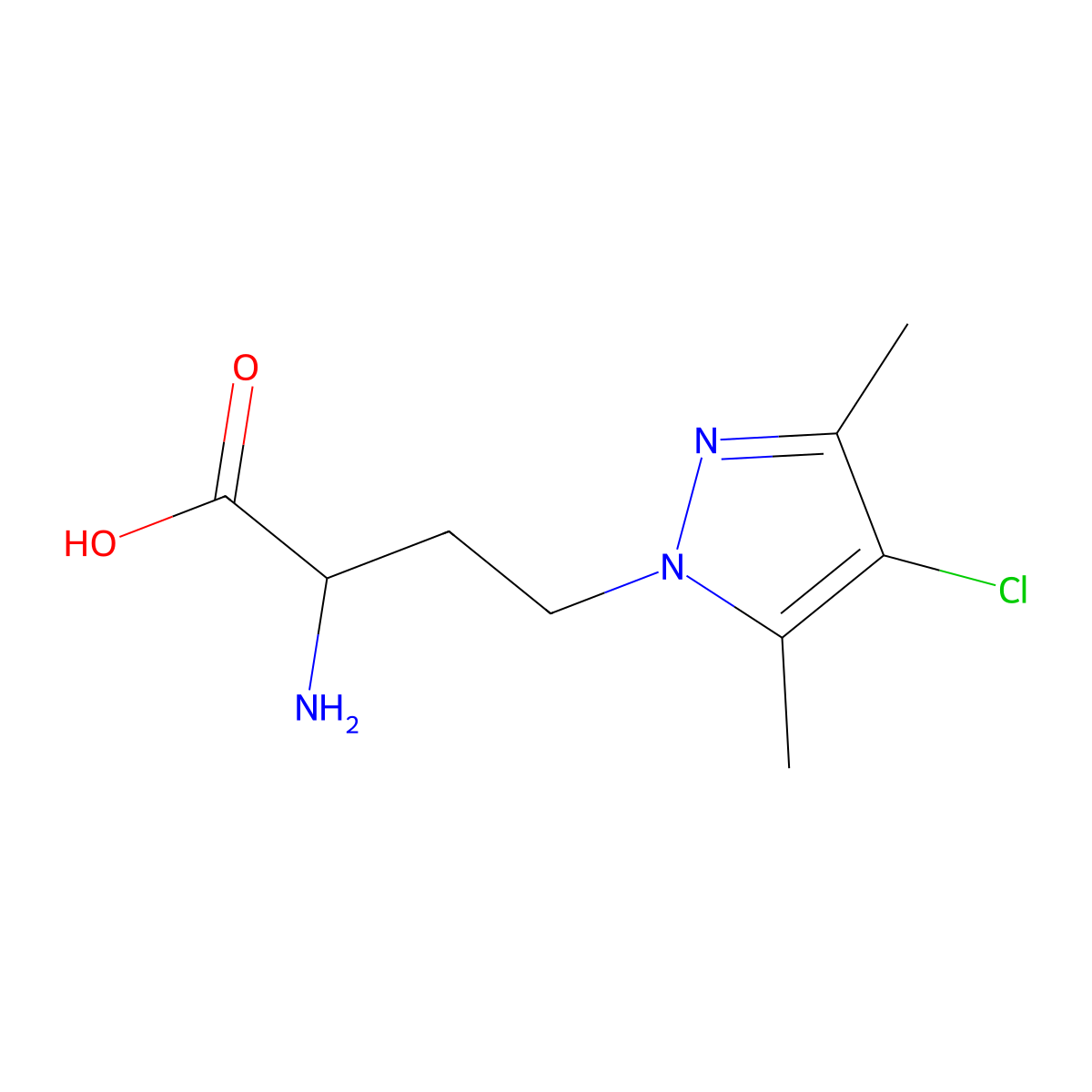 2-Amino-4-(4-chloro-3,5-dimethyl-1h-pyrazol-1-yl)butanoic acid molecular structure, CAS 1310081-99-2