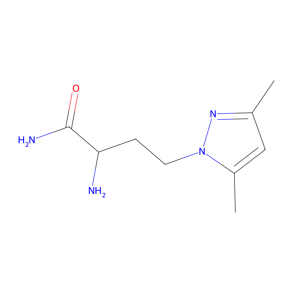 2-Amino-4-(3,5-dimethyl-1h-pyrazol-1-yl)butanamide molecular structure, CAS 1310084-80-0