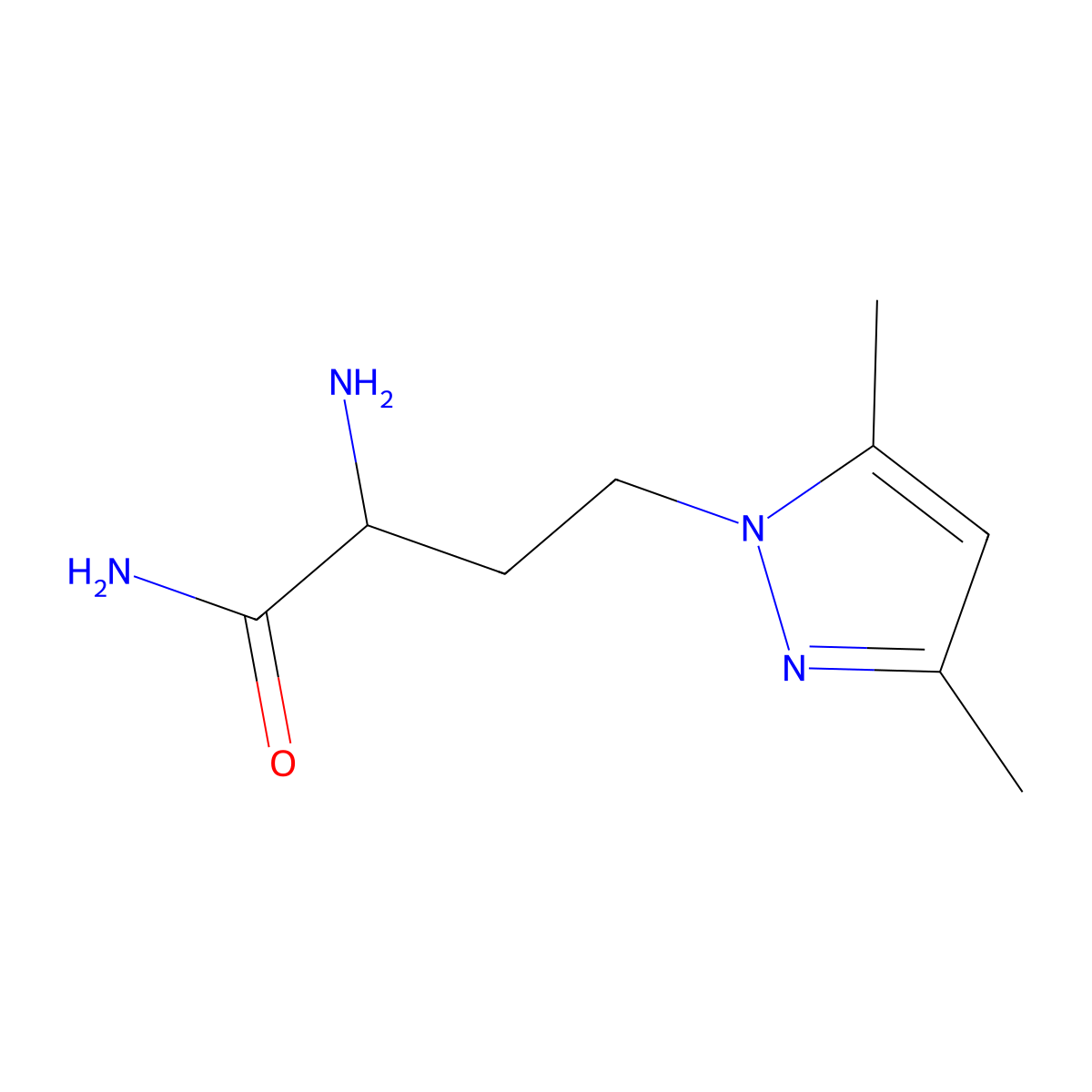 2-Amino-4-(3,5-dimethyl-1h-pyrazol-1-yl)butanamide molecular structure, CAS 1310084-80-0