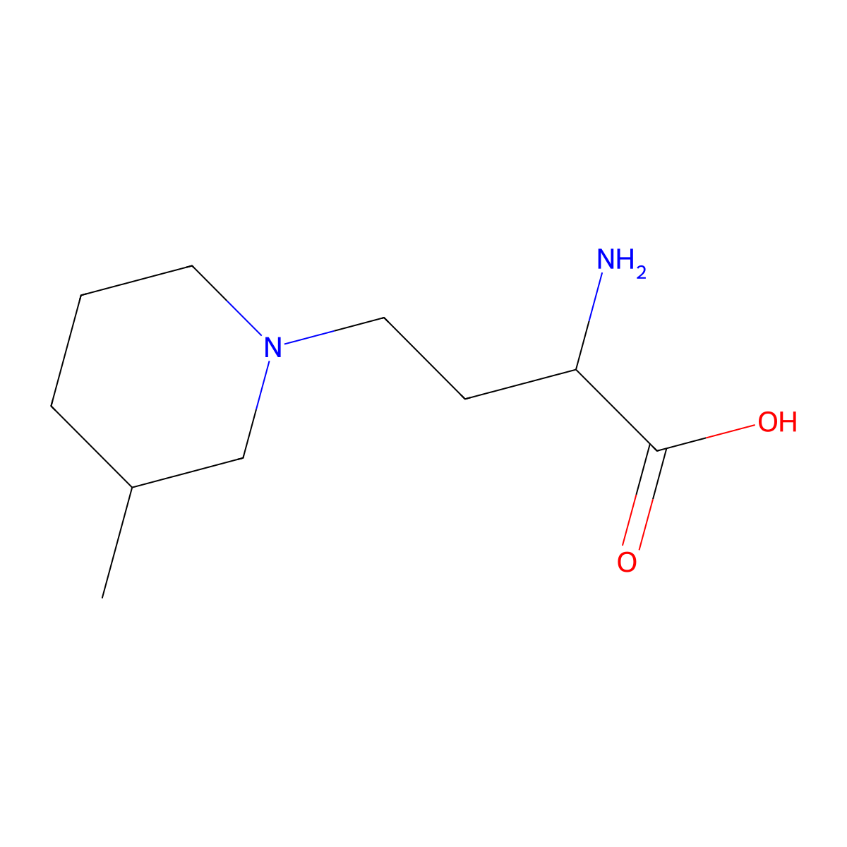 2-Amino-4-(3-methylpiperidin-1-yl)butanoic acid molecular structure, CAS 1310095-59-0