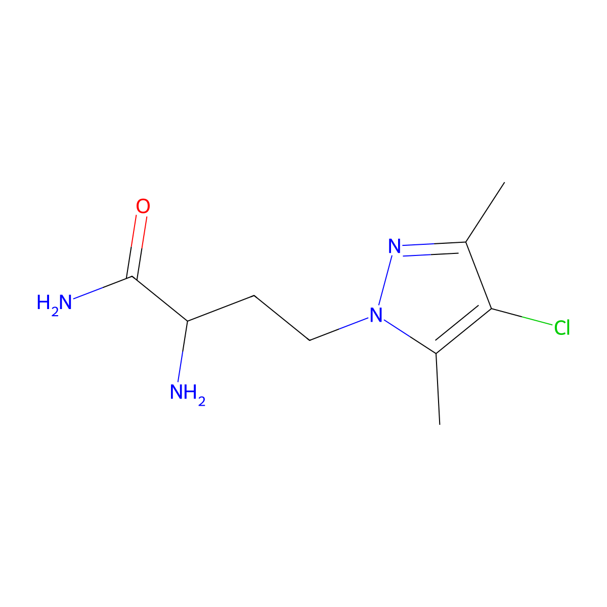 2-Amino-4-(4-chloro-3,5-dimethyl-1h-pyrazol-1-yl)butanamide molecular structure, CAS 1310096-50-4