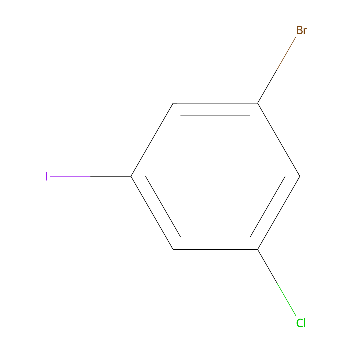 1-Bromo-3-chloro-5-iodobenzene molecular structure, CAS 13101-40-1