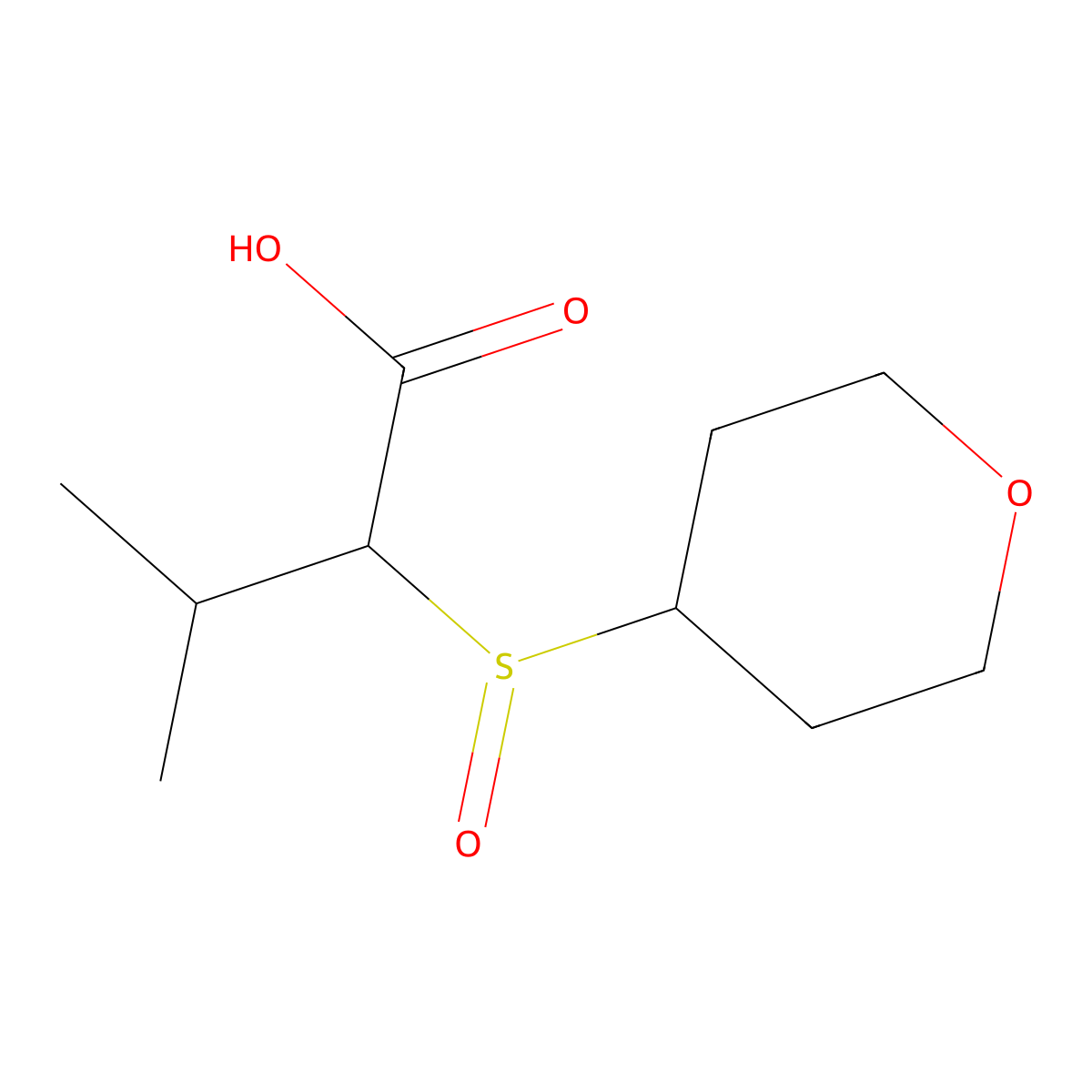 3-Methyl-2-(oxane-4-sulfinyl)butanoic acid molecular structure, CAS 1310103-70-8