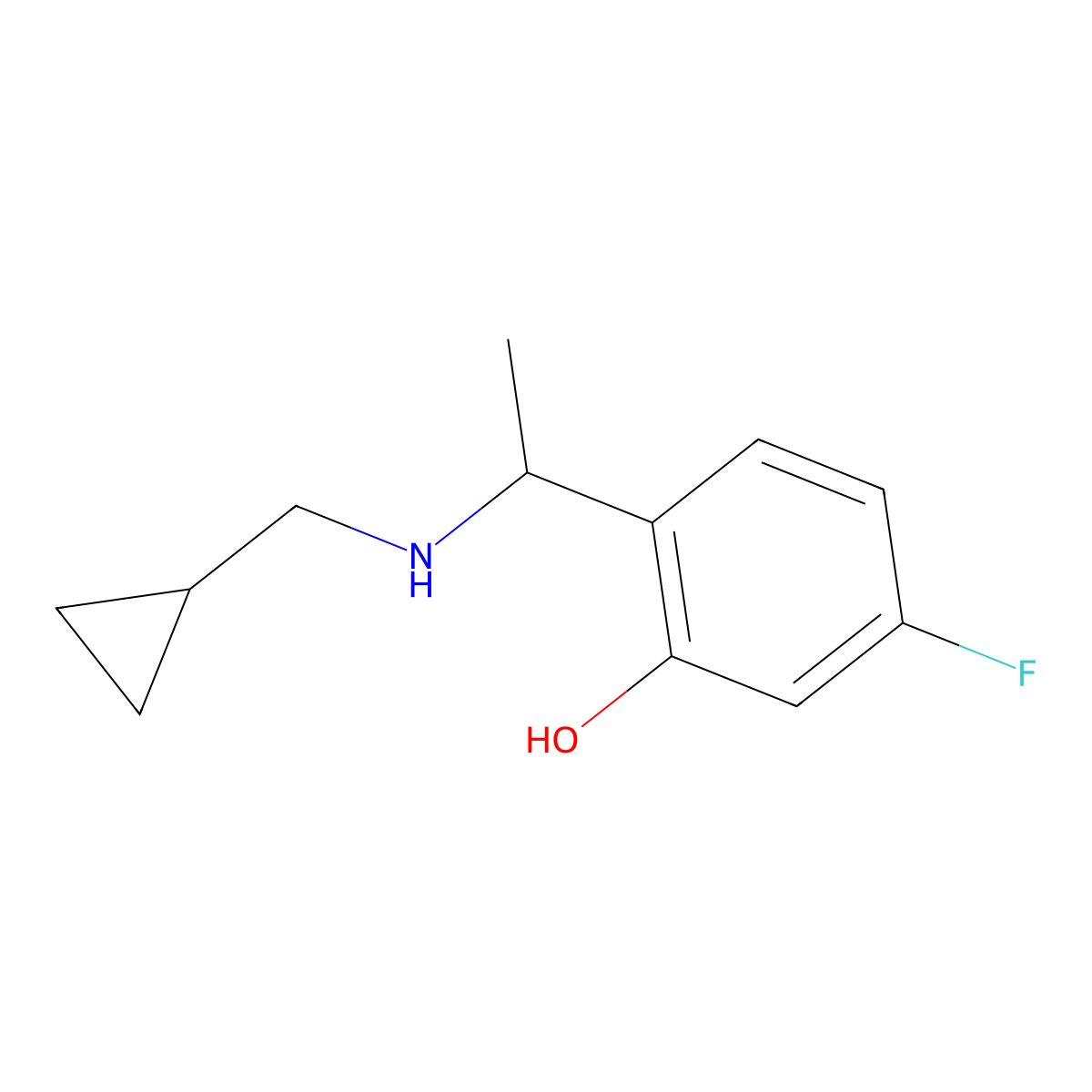 2-{1-[(Cyclopropylmethyl)amino]ethyl}-5-fluorophenol molecular structure, CAS 1310105-94-2