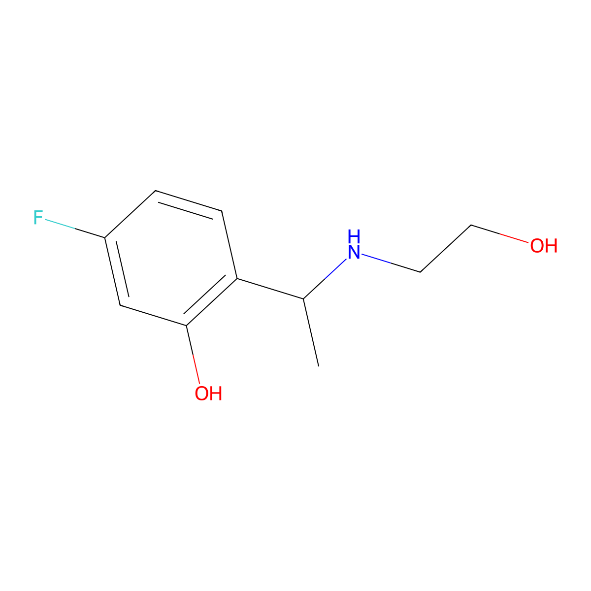 5-Fluoro-2-{1-[(2-hydroxyethyl)amino]ethyl}phenol molecular structure, CAS 1310105-96-4