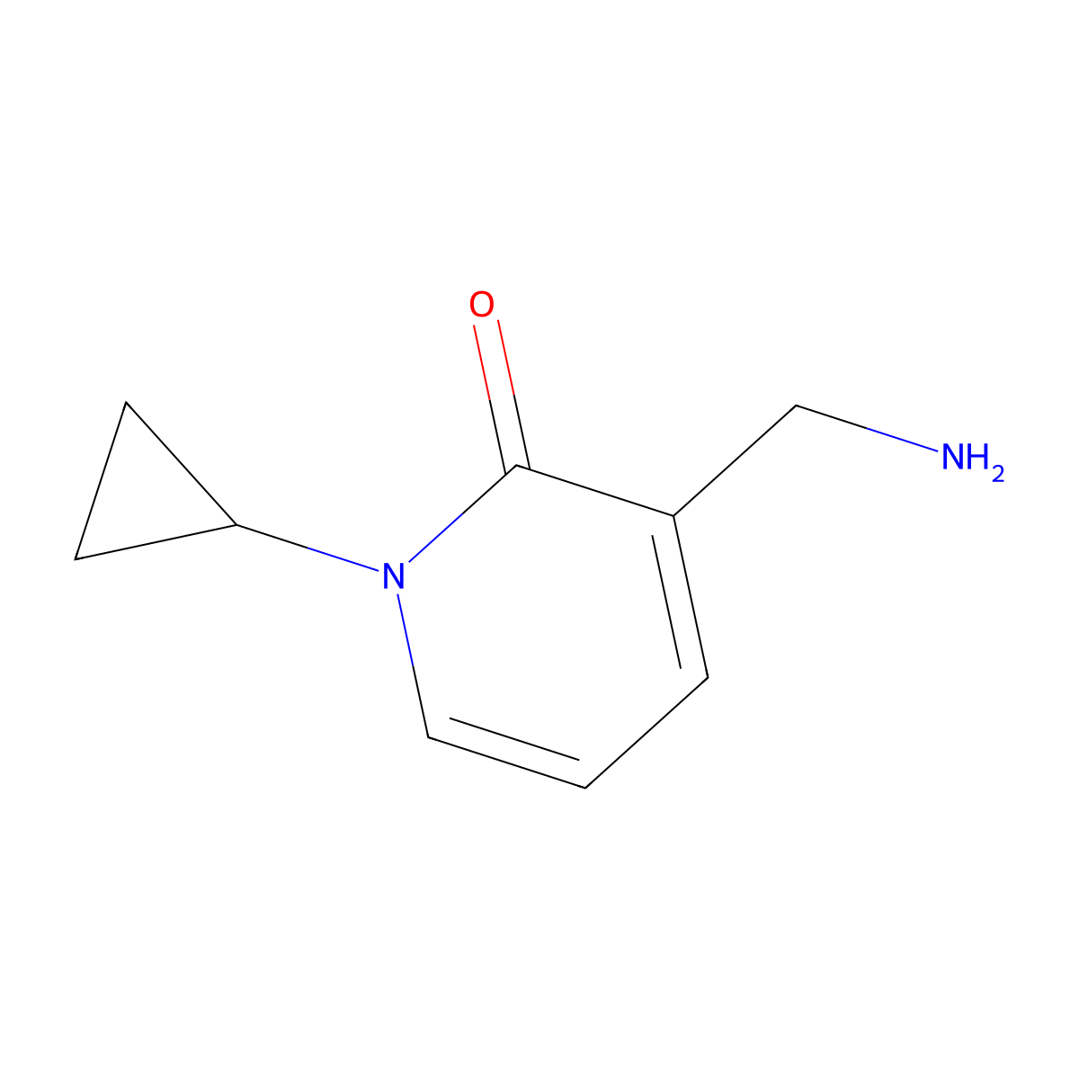 3-(Aminomethyl)-1-cyclopropyl-1,2-dihydropyridin-2-one molecular structure, CAS 1310119-00-6