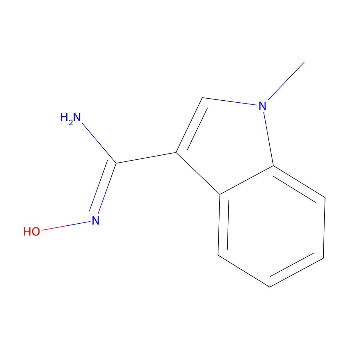 N'-hydroxy-1-methyl-1H-indole-3-carboximidamide molecular structure, CAS 131012-60-7