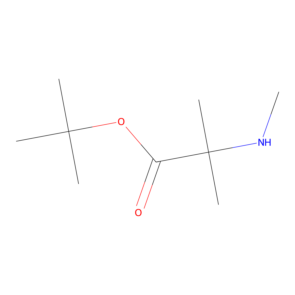 Tert-butyl 2-methyl-2-(methylamino)propanoate molecular structure, CAS 1310121-27-7
