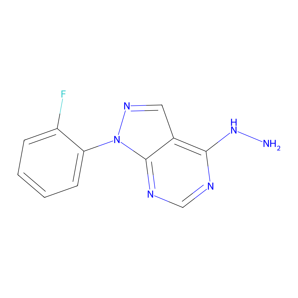 1-(2-Fluorophenyl)-4-hydrazinyl-1H-pyrazolo[3,4-d]pyrimidine molecular structure, CAS 1310122-61-2