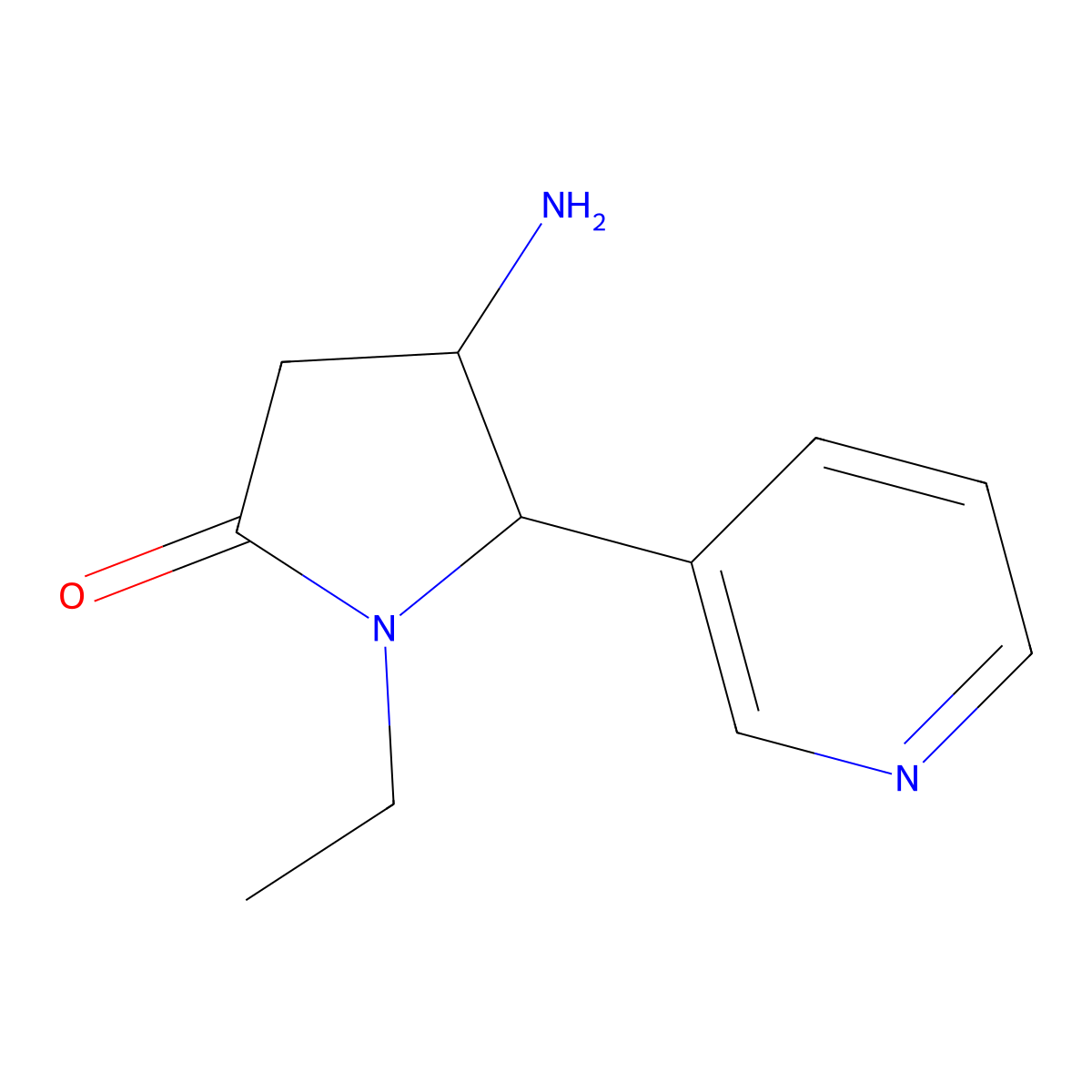 4-Amino-1-ethyl-5-(pyridin-3-yl)pyrrolidin-2-one molecular structure, CAS 1310126-54-5