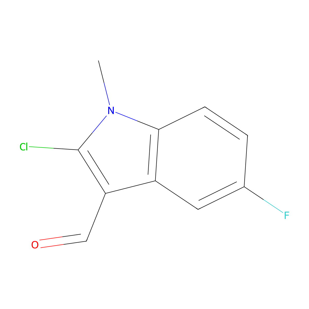 2-chloro-5-fluoro-1-methyl-1H-indole-3-carbaldehyde molecular structure, CAS 1310141-83-3