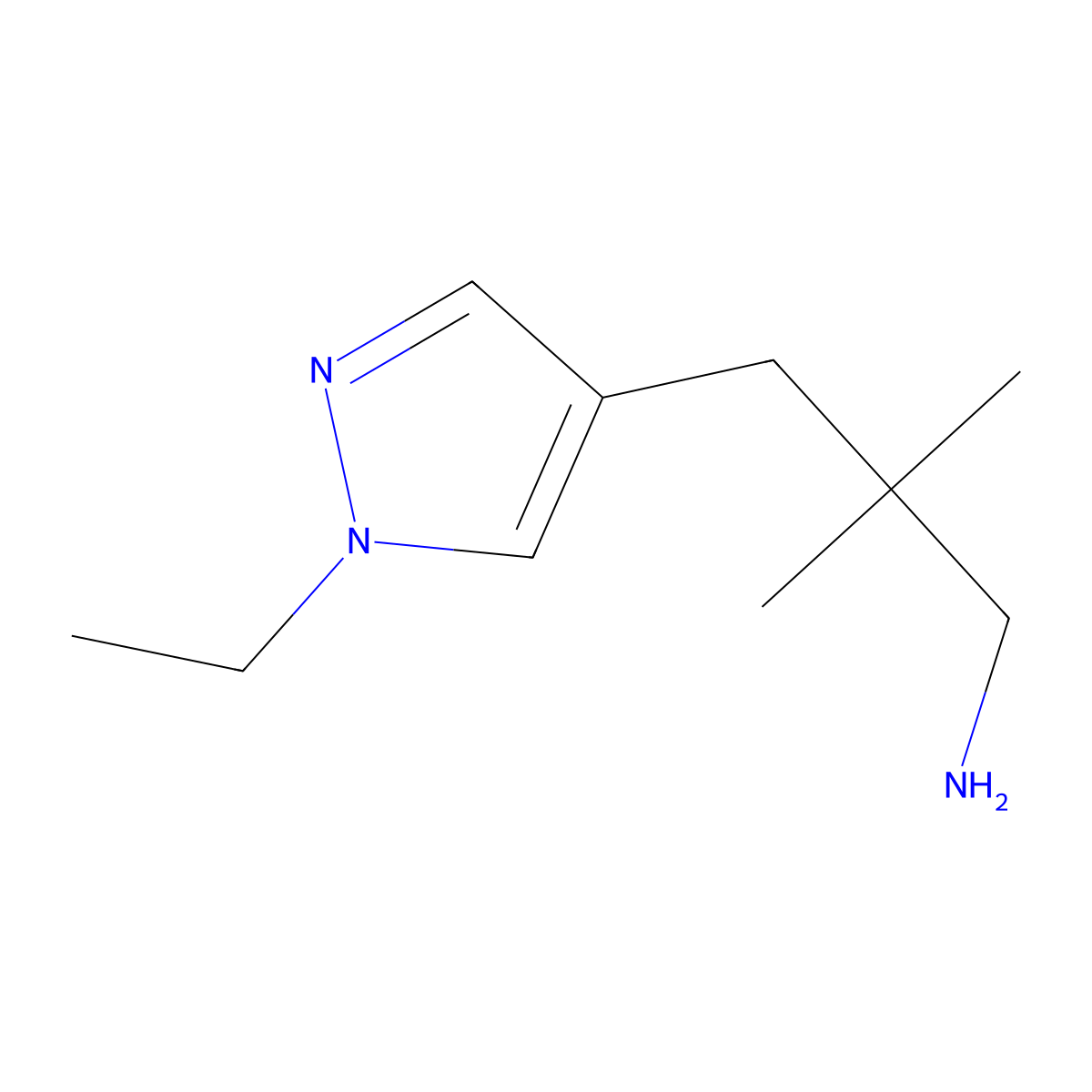 3-(1-Ethyl-1h-pyrazol-4-yl)-2,2-dimethylpropan-1-amine molecular structure, CAS 1310145-76-6