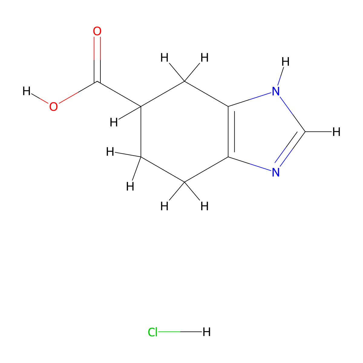 4,5,6,7-Tetrahydro-1H-benzo(d)imidazole-5-carboxylic acid hydrochloride molecular structure, CAS 131020-57-0