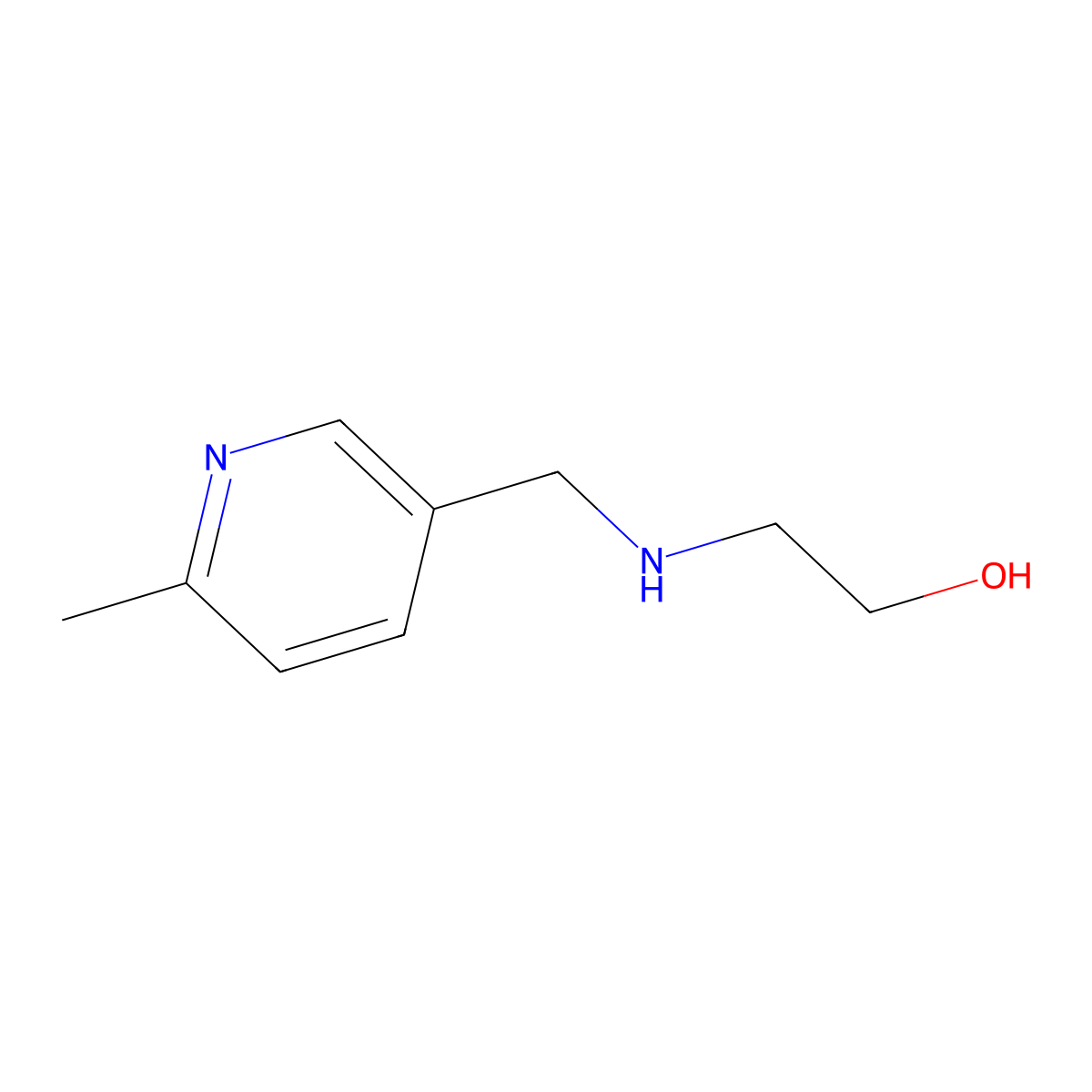 2-{[(6-Methylpyridin-3-yl)methyl]amino}ethan-1-ol molecular structure, CAS 1310209-80-3