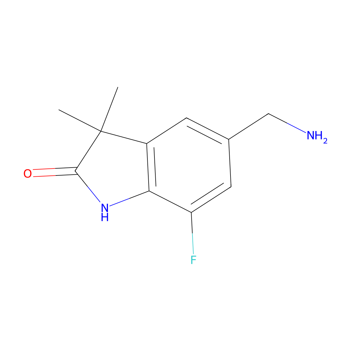 5-(Aminomethyl)-7-fluoro-3,3-dimethyl-2,3-dihydro-1H-indol-2-one molecular structure, CAS 1310212-11-3