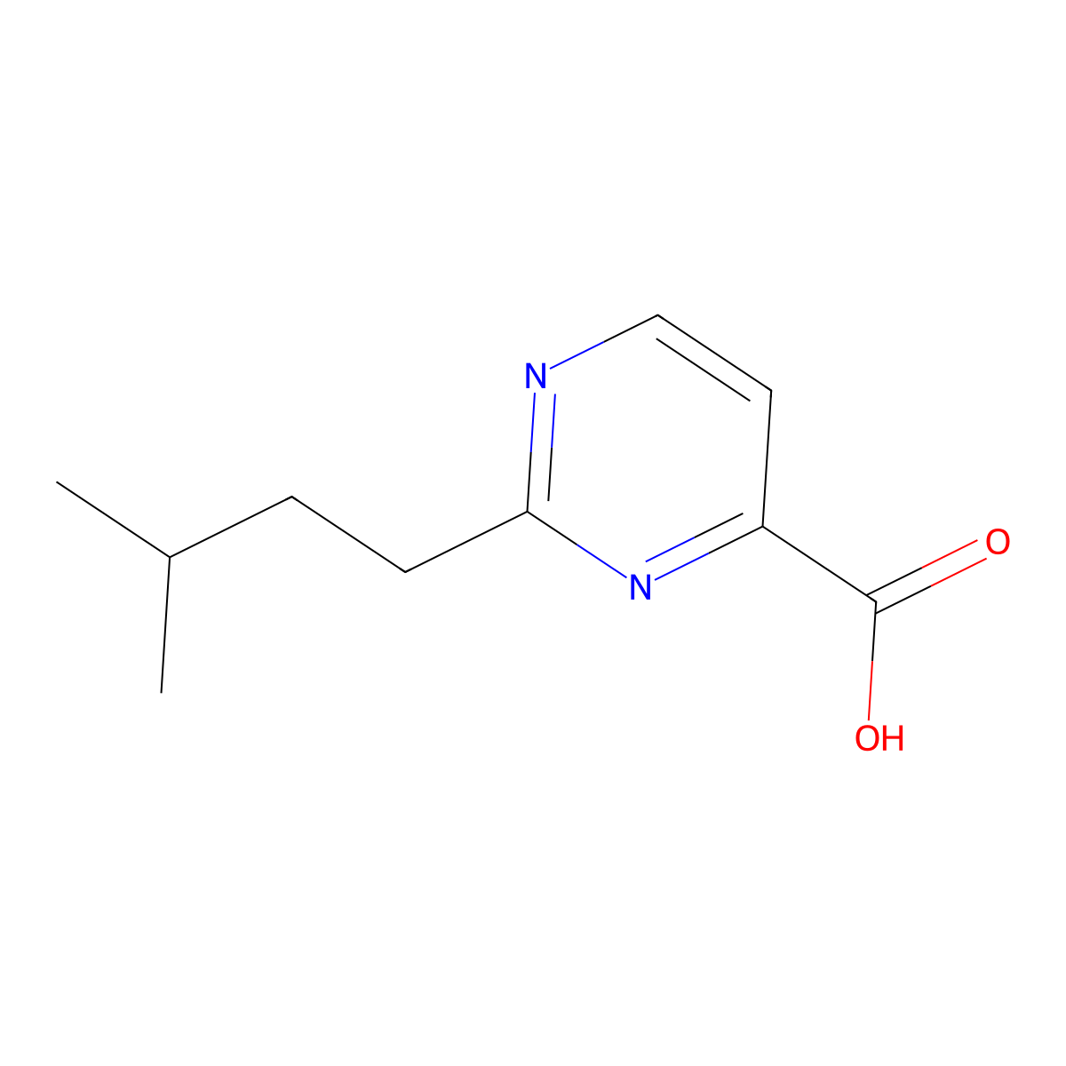2-Isopentylpyrimidine-4-carboxylic acid molecular structure, CAS 1310212-36-2