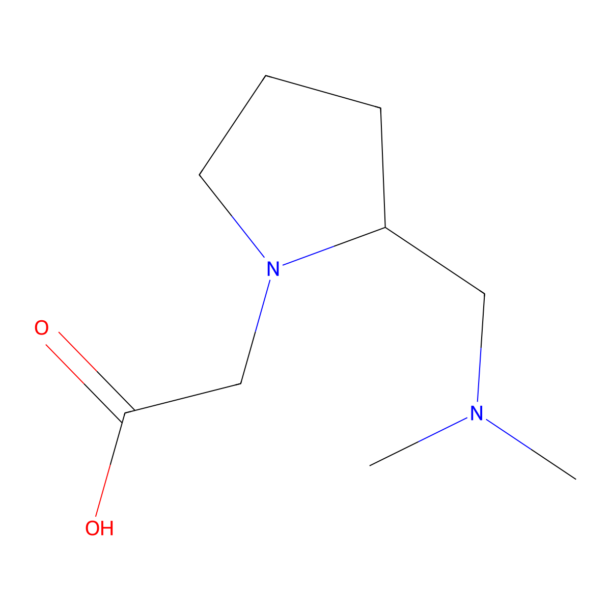 (2-Dimethylaminomethyl-pyrrolidin-1-yl)-acetic acid molecular structure, CAS 1310222-23-1