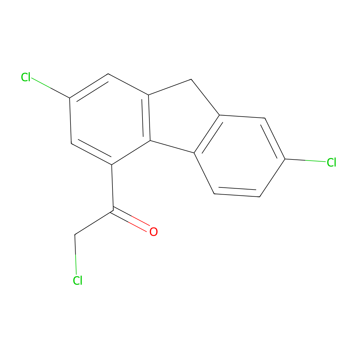 2-Chloro-1-(2,7-dichloro-9H-fluoren-4-yl)ethanone molecular structure, CAS 131023-37-5