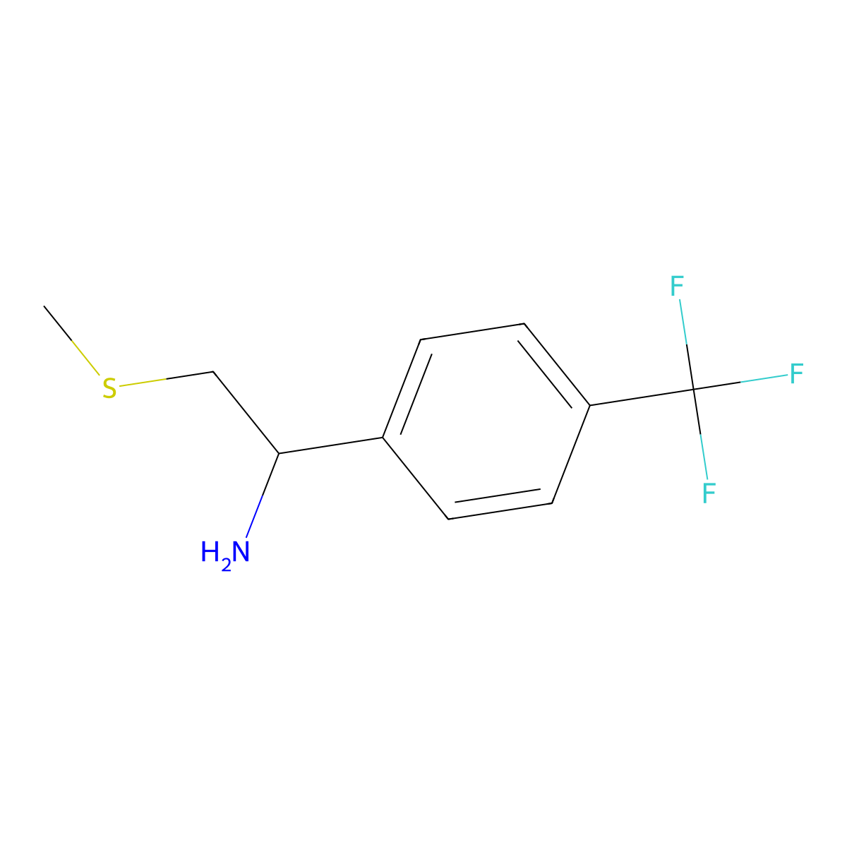 2-(Methylsulfanyl)-1-[4-(trifluoromethyl)phenyl]ethan-1-amine molecular structure, CAS 1310241-50-9