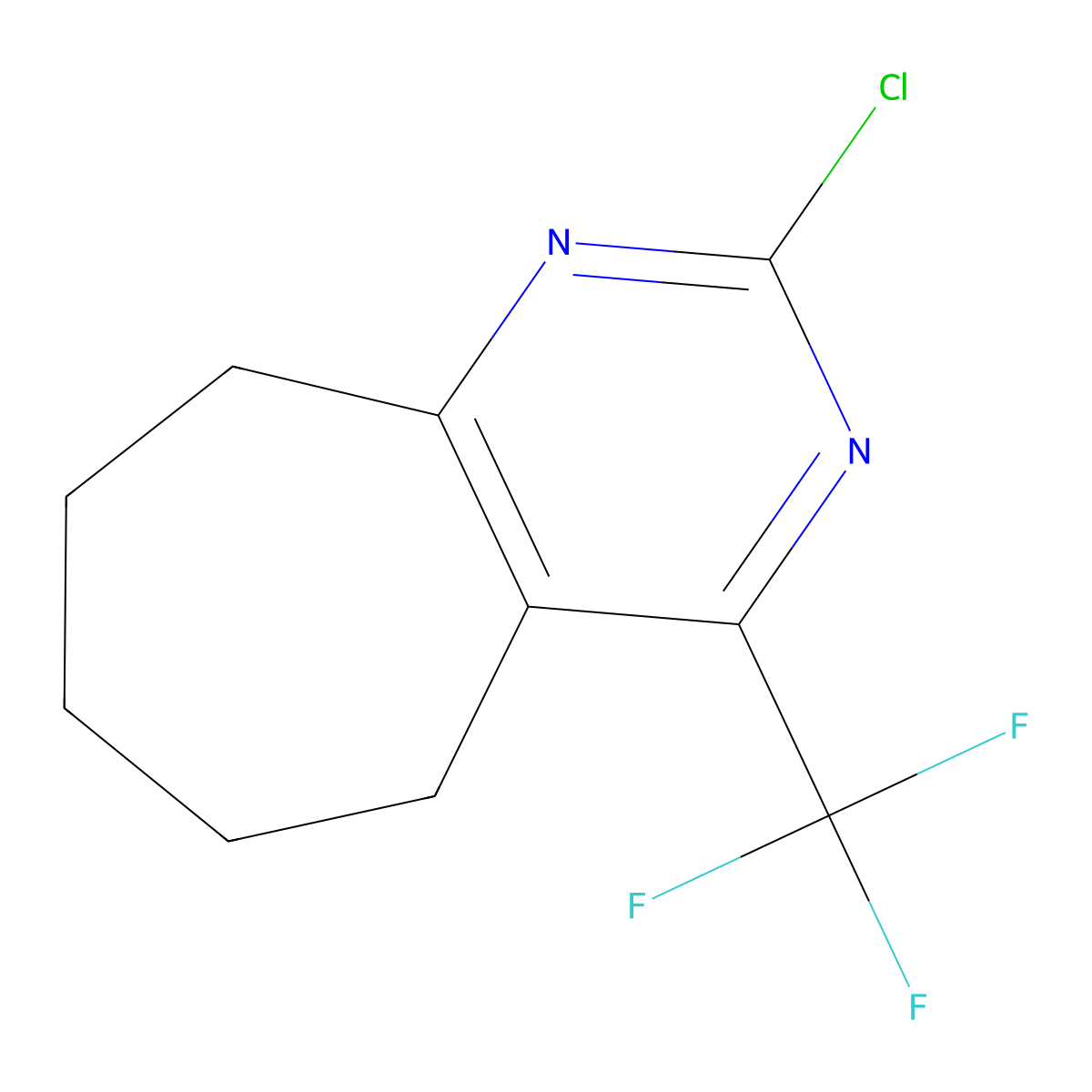2-chloro-4-(trifluoromethyl)-5H,6H,7H,8H,9H-cyclohepta[d]pyrimidine molecular structure, CAS 1310249-75-2