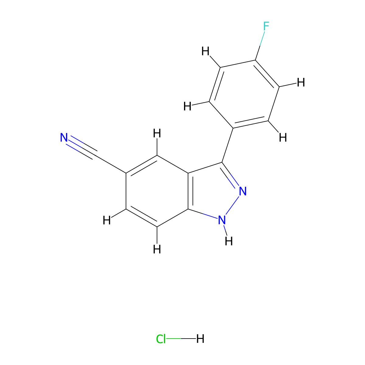 3-(4-fluorophenyl)-1H-indazole-5-carbonitrile hydrochloride molecular structure, CAS 1310262-45-3